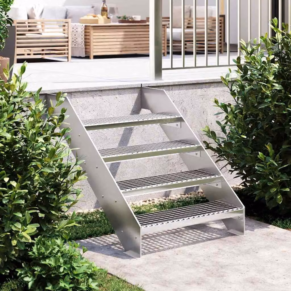 Gradino in griglia vidaXL in acciaio zincato color argento L 70 cm x P 24 cm x H 7 cm