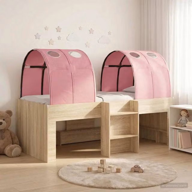 Letto con Tunnel 4 pz Sonoma e Rosa Legno ingegnerizzato 3423578