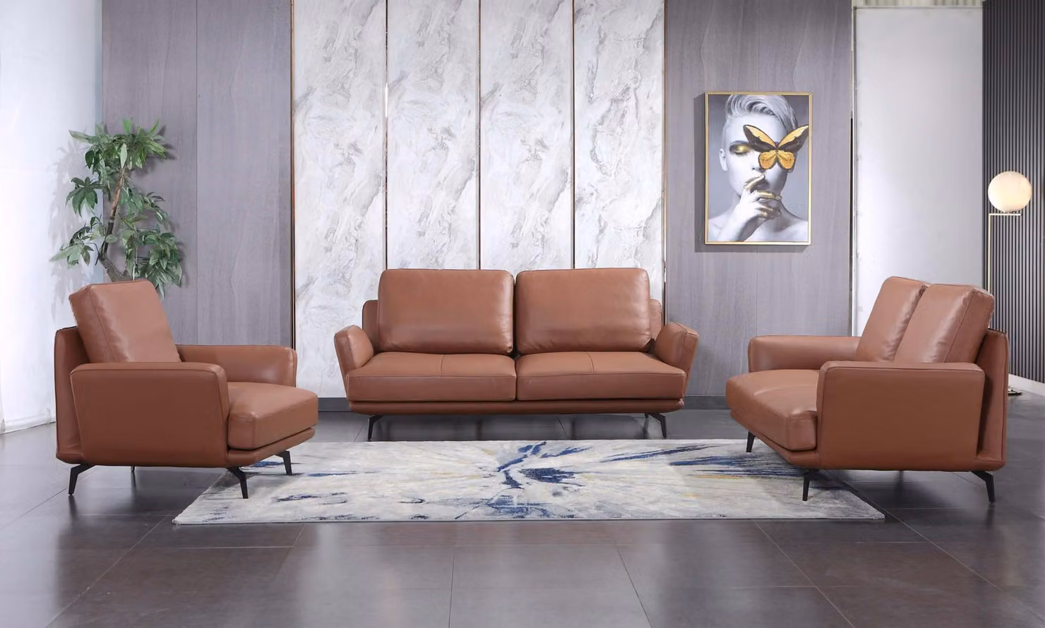 Wohnzimmer Polstermöbel Ledersofa Sofagarnitur 3+2+1 Sitzer Modernes Sofa Couch