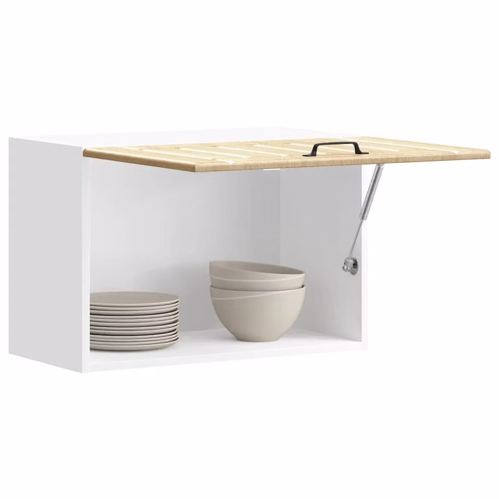 Pensile da cucina moderno vidaXL Lucca con ante in vetro, bianco e marrone, L/P/H: 60 x 31 x 40 cm