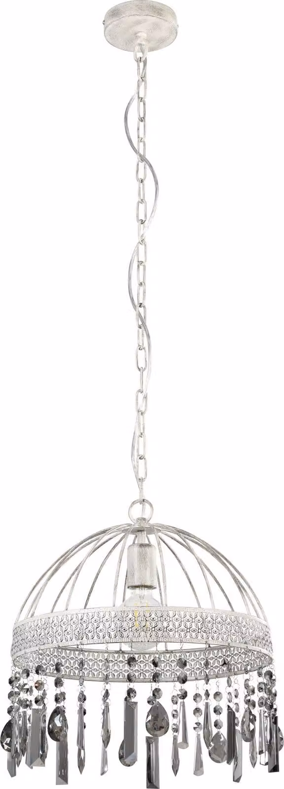 Lampadario Industrial Steeleville 1 Luce Acciaio Marrone E Bianco