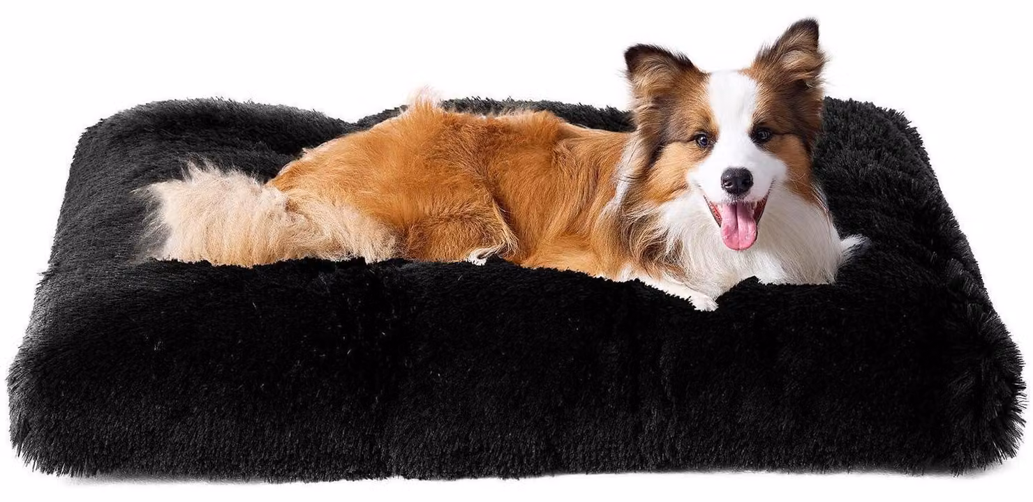 Cuccia per cani morbida e pelosa, lavabile, dimensioni 90x60 cm, colore nero