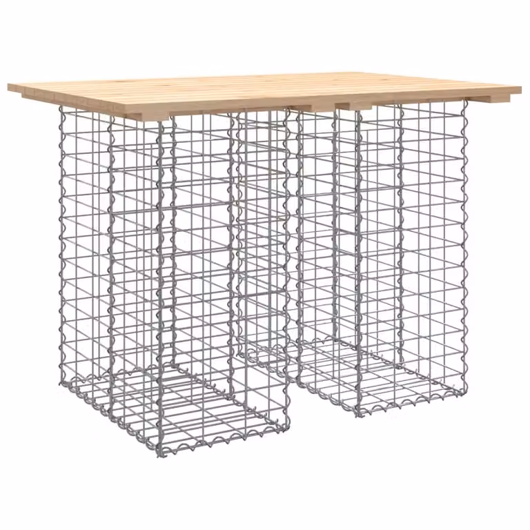 Tavolo da giardino in gabbione design 100x70x72 cm in legno massello di pino