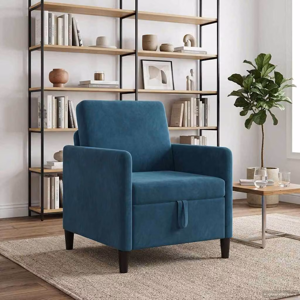 Divano con contenitore blu vidaXL in poliestere L: 72 cm, P: 78 cm, H: 87 cm