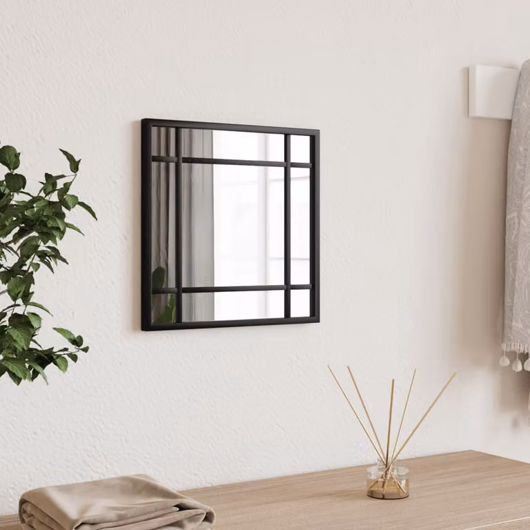 Specchio da parete quadrato vidaXL in metallo e vetro nero L 30 cm x H 30 cm
