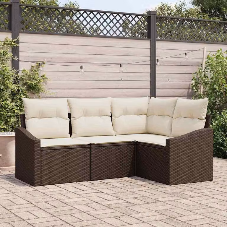 Maison Exclusive - Set di divani da esterno, 4 pezzi, color marrone [Materiale sintetico]: rattan sintetico