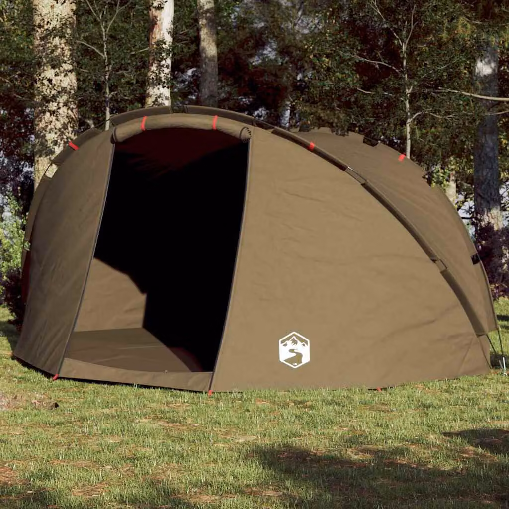 Tenda da pesca impermeabile vidaXL per 5 persone in poliestere verde oliva