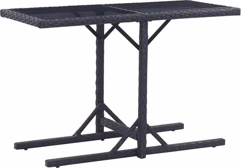 Maison Exclusive - Tavolo da giardino nero, dimensioni 110x53x72 cm, vetro e rattan sintetico