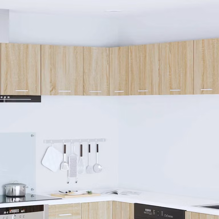 vidaXL Armadio pensile da cucina moderno in MDF con ante a battente, colore Quercia e Bianco, L/P/H: 57 x 40 x 57 cm