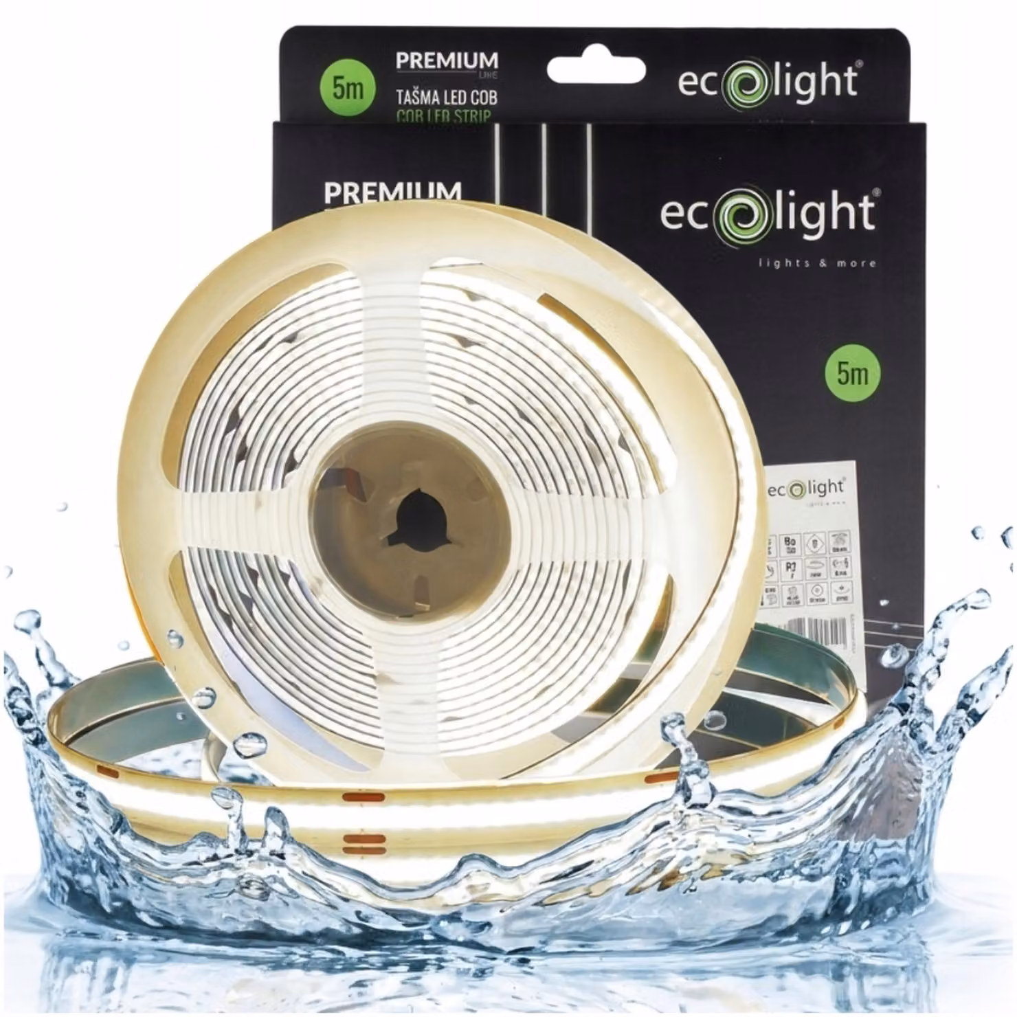 Nastro LED COB 12V 7W/m 4000K 805lm IP67 5m Eco Light EC61113