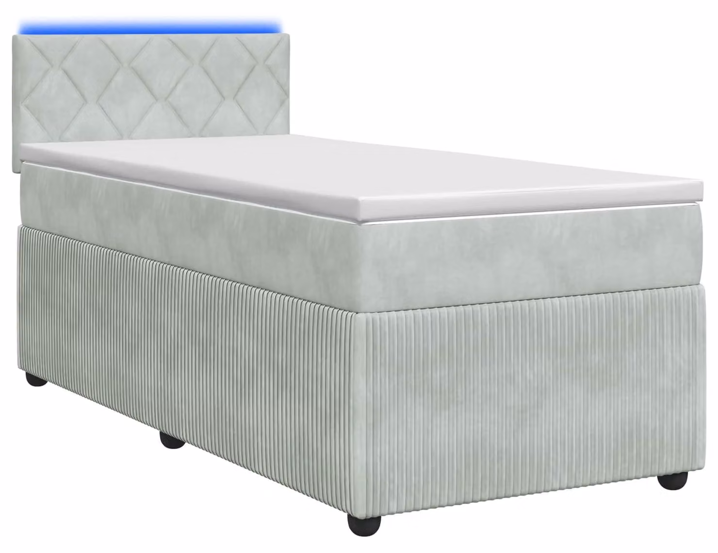 Letto a molle con materasso grigio chiaro 90 x 200 cm in velluto