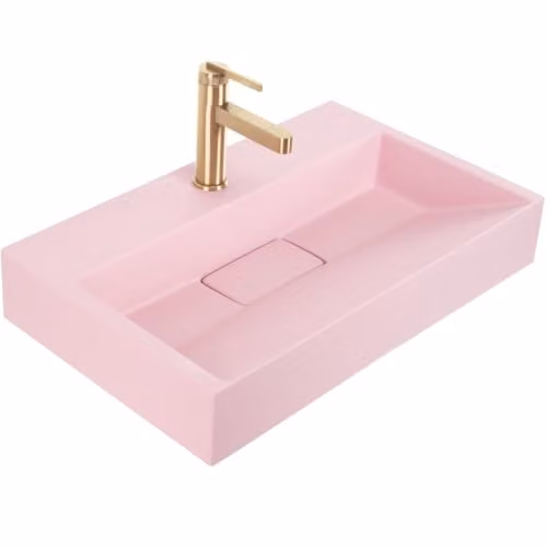 Rea - Lavabo in conglomerato Goya, rosa, 60 cm x 37 x 14 cm