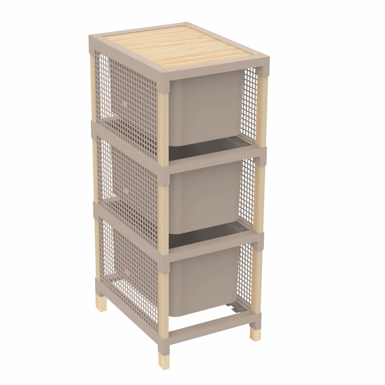 Vestiamo Casa Cassettiera Multiuso FixWood con 3 Cassetti in Legno di Pino Colore Beige H 82 cm x L 30 cm x P 41 cm – 1
