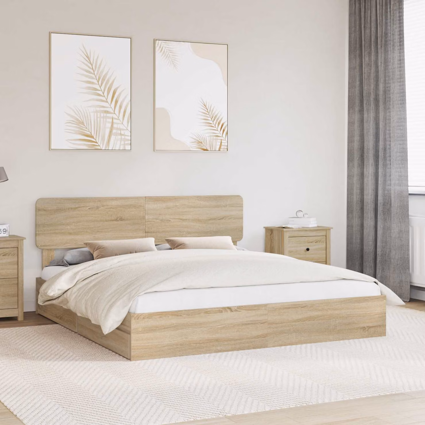 Letto con contenitore e cassetto vidaXL in Rovere Sonoma, colore marrone, L/P/H: 180 x 200 x 90 cm