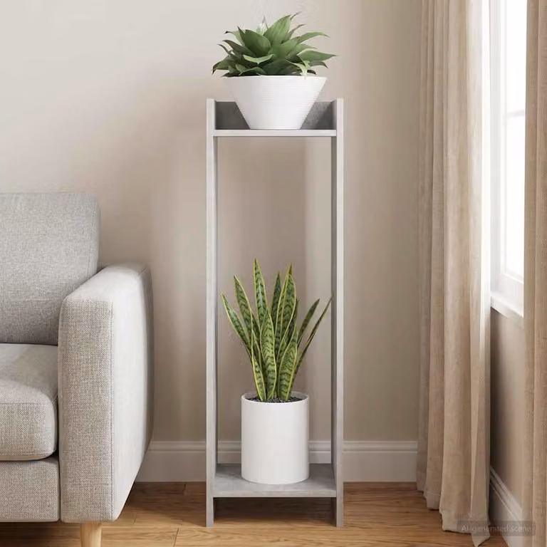 vidaXL Supporto per piante moderno in legno MDF Grigio opaco L/P/H: 30 x 30 x 100 cm