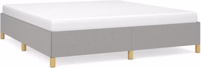 Letto matrimoniale Design In con rete a molle e doghe in legno, rivestito in tessuto grigio, L: 160 cm, P: 200 cm – 1