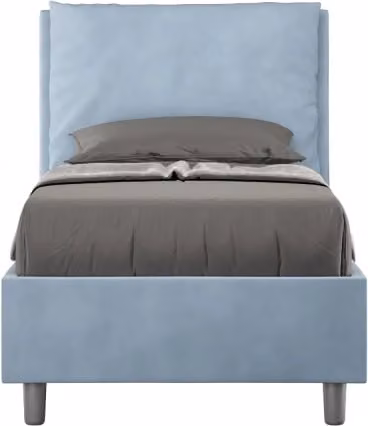 Letto imbottito Singolo 80x190 cm Antea - Con rete,Microfibra,Azzurro