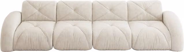 Divano modulare senza telaio a 4 posti, tessuto Chenille beige chiaro, design antiscivolo, ideale per soggiorno
