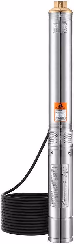 Pompa sommergibile per pozzi profondi, potenza 550 W, 230 V, altezza di sollevamento 85 m, portata 65 l/min, pompa in acciaio con cavo da 20 m e scatola di controllo esterna, adatta per uso industriale e privato
