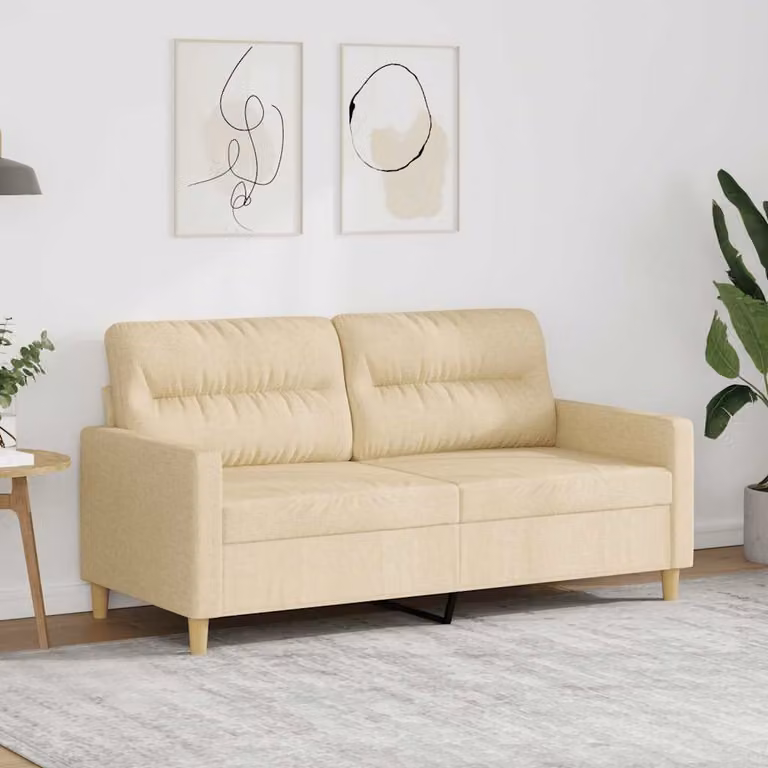 vidaXL Divano a 2 Posti Moderno in Tessuto Beige con Struttura in Metallo