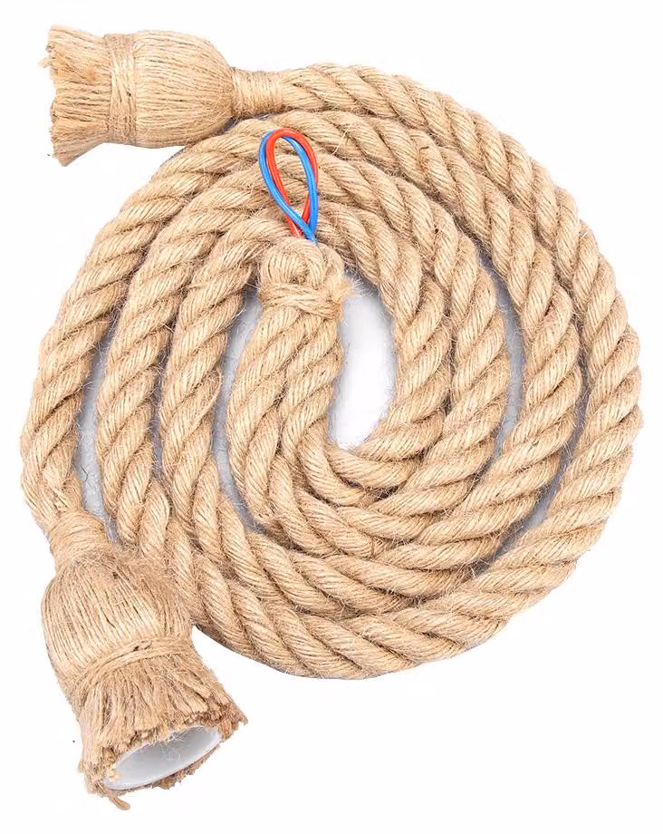 Lampada a sospensione vintage, 1,5 metri, 2 punti luce, attacco E27, 85-265 V, con corda in canapa, lampada da soffitto, lampada a filamento