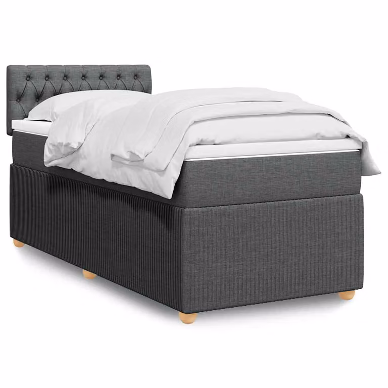 vidaXL Giroletto a Molle con Materasso Ibrido in Tessuto Grigio e Bianco L/P/H: 90 x 200 cm