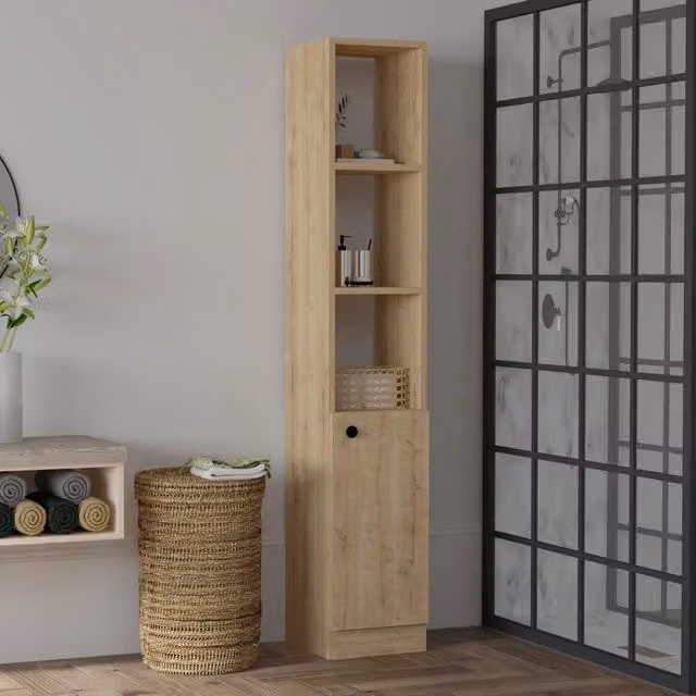 Leuca, Mobile Colonna 3 Ripiani, 30x30x170h cm Marrone Rovere