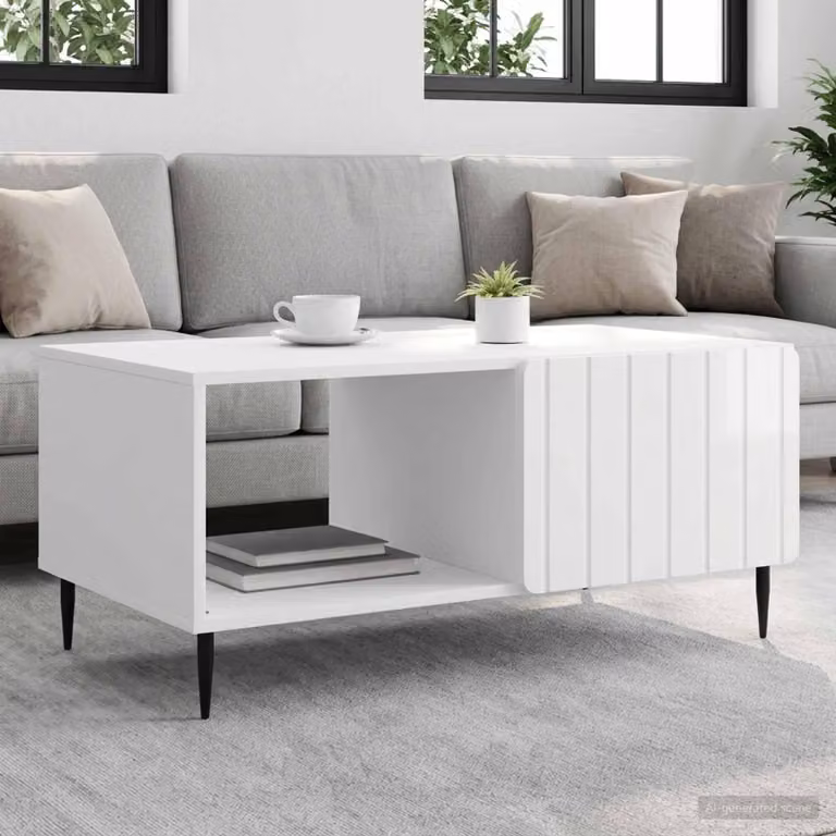 Maison Exclusive - Tavolino bianco lucido 90 x 50 x 40 cm in materiale derivato dal legno