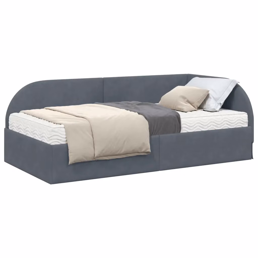 Letto Angolare Moderno con Materasso in Velluto Grigio vidaXL L/P/H: 204 x 90 x 72 cm – 2