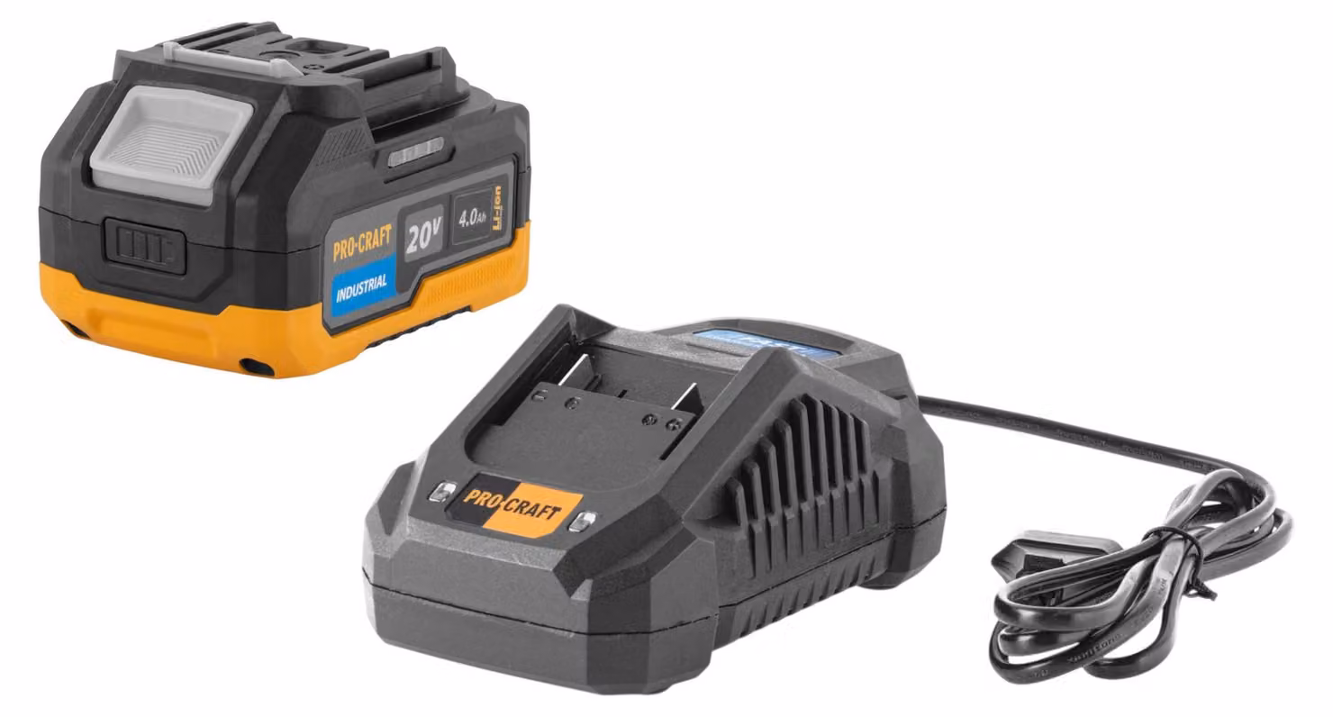 Set iniziale Procraft 20 V 20/4A Caricabatterie rapido + 1x 20/4 Batteria industriale 4,0 Ah