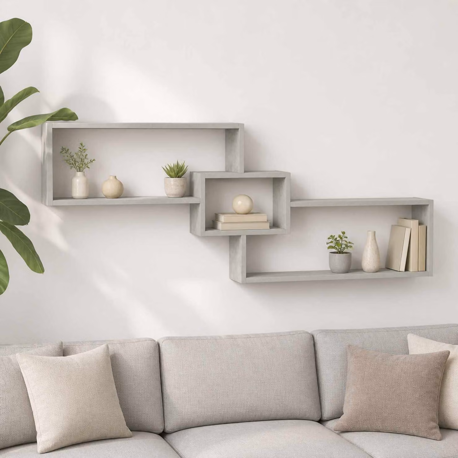 Scaffale da parete moderno vidaXL in legno Grigio opaco L: 158 cm, P: 17 cm, H: 53 cm