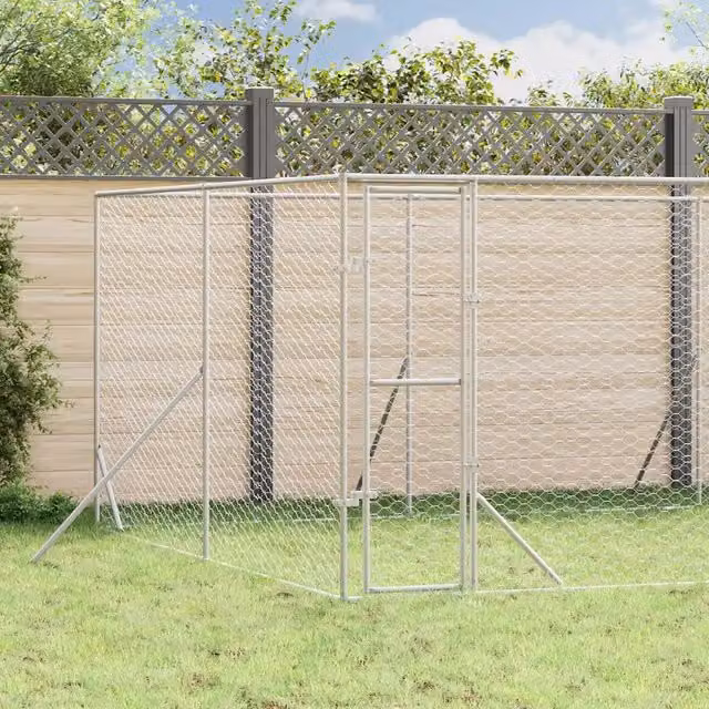 Cuccia per cani da esterno vidaXL in acciaio zincato argento L: 12 m, P: 8 m, H: 2 m – 1