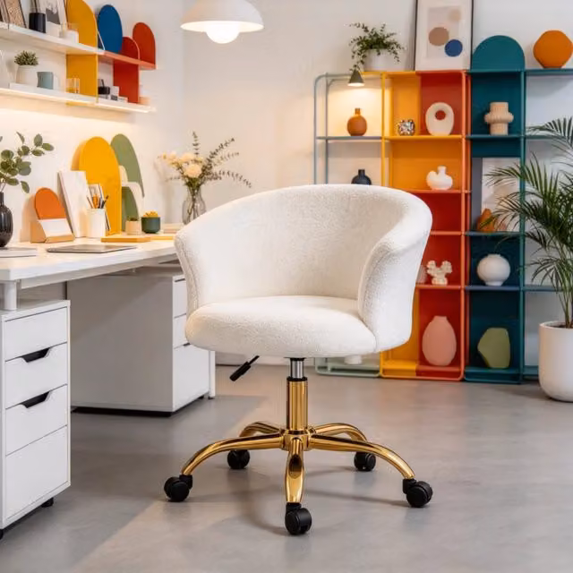 Sedia da ufficio ergonomica regolabile in altezza, seduta in tessuto e base in acciaio, 58 x 56 x 68-76 cm