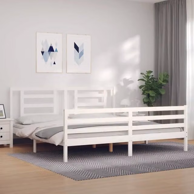 Letto con Testiera in Legno Massello di Pino Bianco vidaXL 200x200 cm – 1