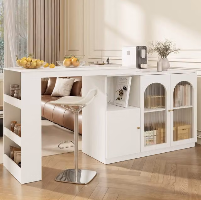 Credenza bar girevole 120 x 40 x 97 cm bianca – mobile multifunzione senza materasso