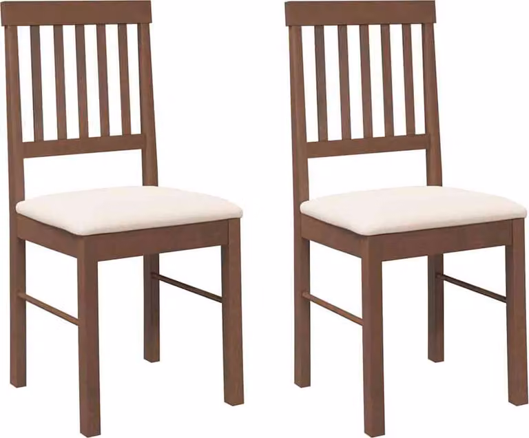 Sedie da Pranzo con Cuscini 2pz Marrone Legno Massello di Hevea