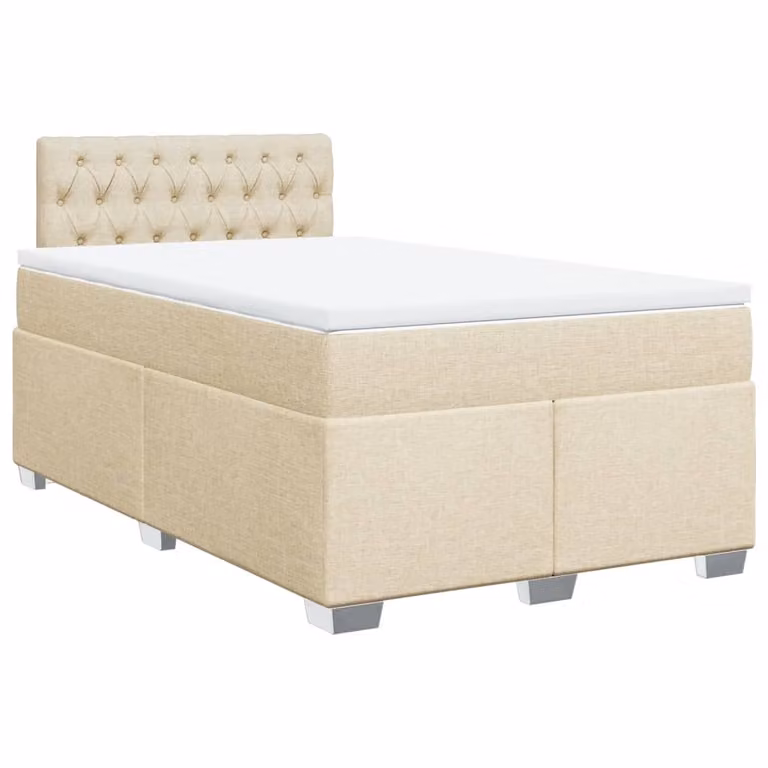 Giroletto a Molle con Materasso Crema 120x200 cm in Tessuto