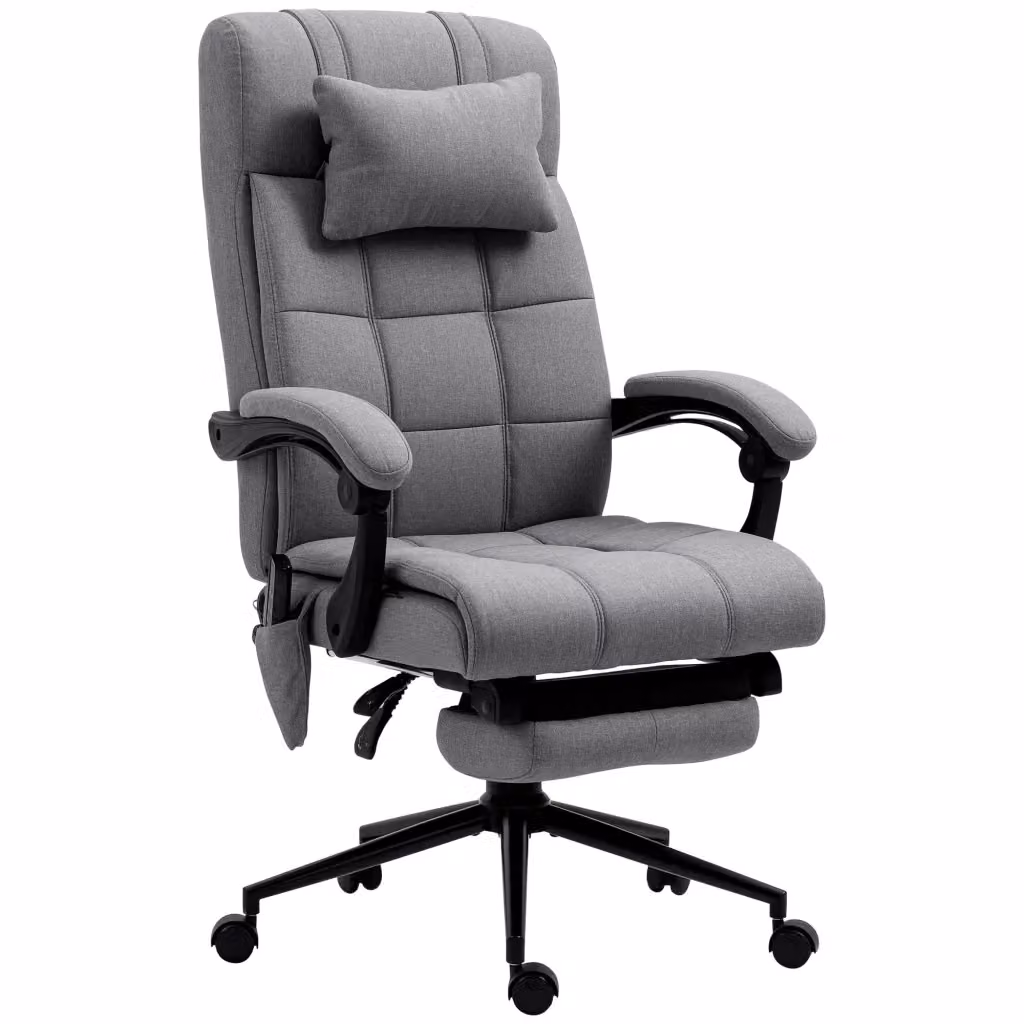 Sedia da Ufficio Executive Reclinabile con Massaggio e Riscaldamento, Grigio – 2