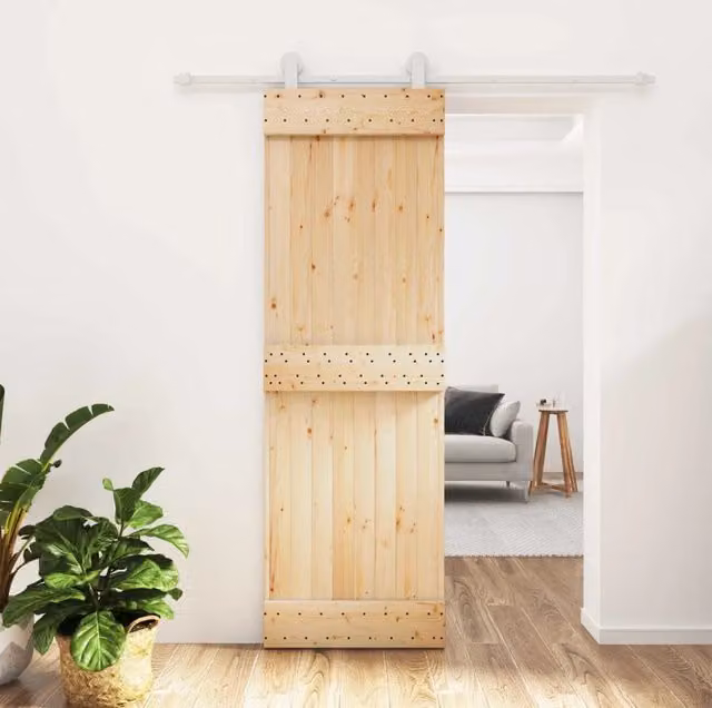 Porta scorrevole moderna vidaXL in legno e acciaio, colori bianco e beige, L: 183 cm, H: 210 cm