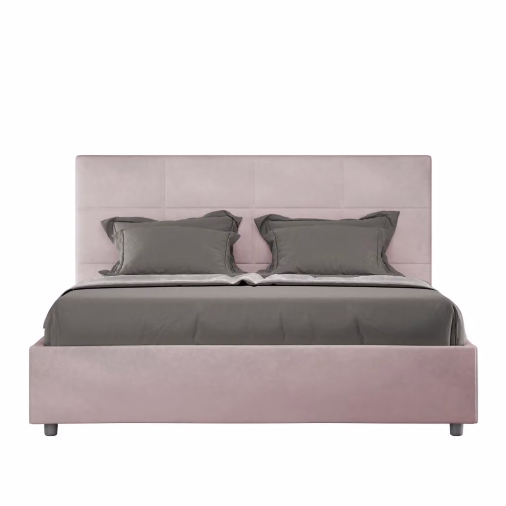 Letto matrimoniale king size con contenitore imbottito ityhome Mika in microfibra colore glicine L 170 x P 210 cm – 2