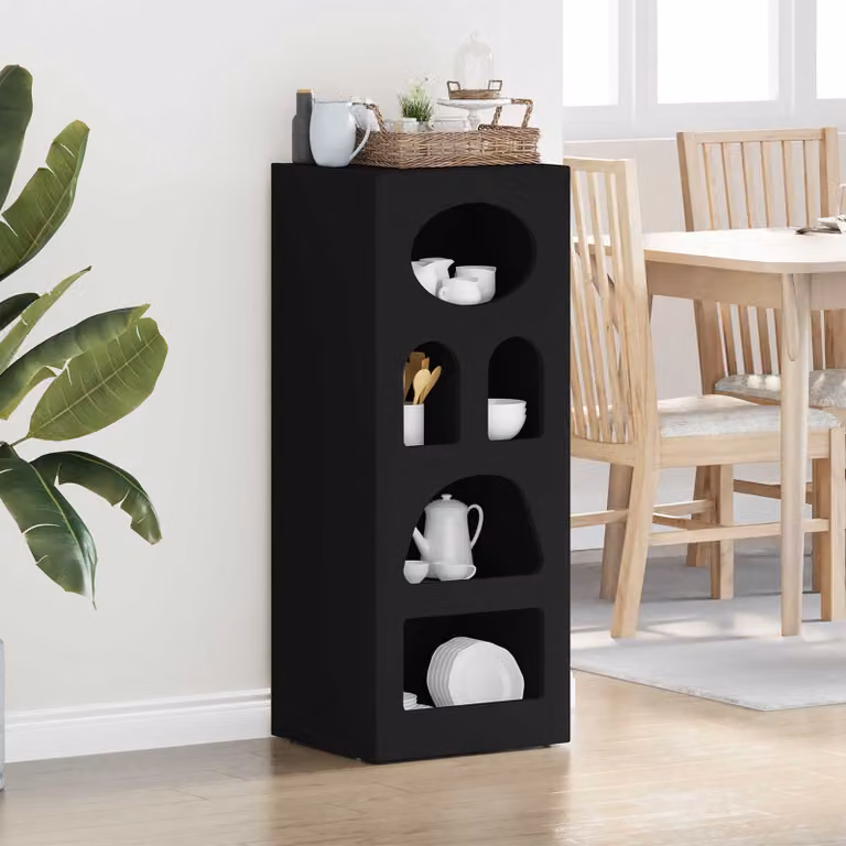 Credenza moderna vidaXL ELST in legno ingegnerizzato nero lucido L 40 cm x P 35 cm x H 100,5 cm