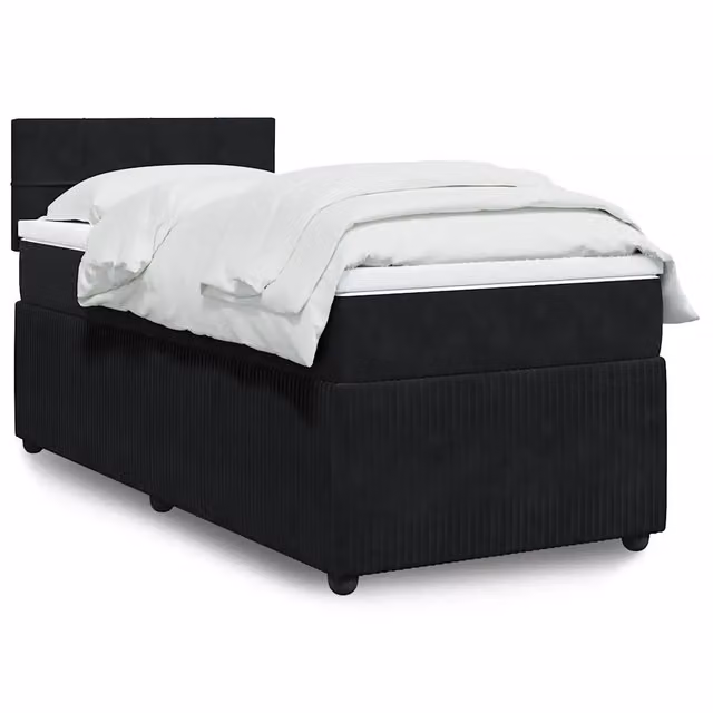 Letto Ibrido con Giroletto a Molle e Materasso in Velluto Nero vidaXL L/P: 90 x 200 cm