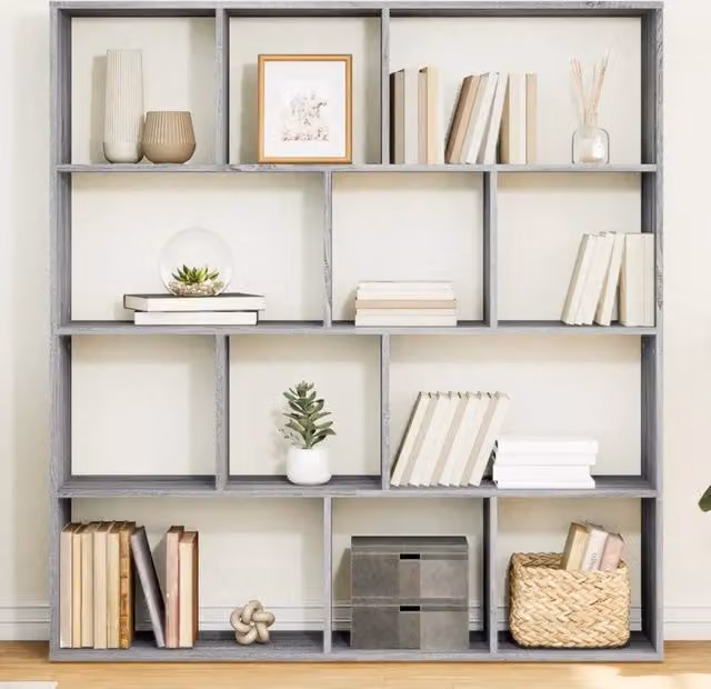 Libreria a parete vidaXL in legno e MDF Grigio Opaco L: 132 cm, P: 29 cm, H: 141,5 cm