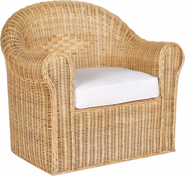 Poltrona da giardino in rattan naturale beige con cuscino in tessuto di cotone BELIANI in stile boho per esterni