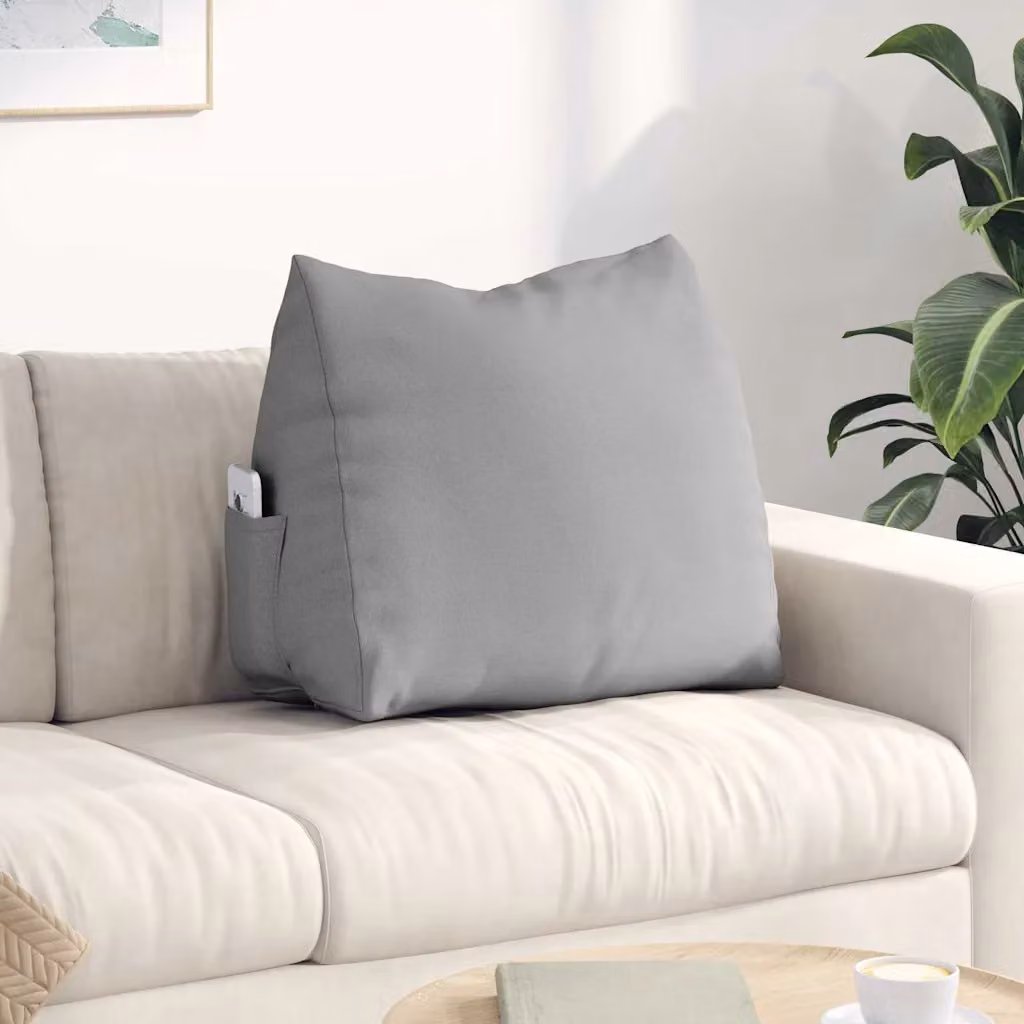 Cuscino a cuneo per la schiena vidaXL Grigio con rivestimento rimovibile in poliestere L 60 cm x P 20 cm x H 50 cm