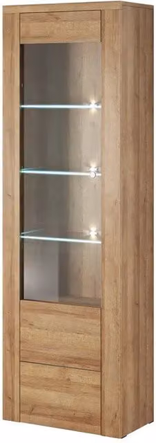 Vetrina alta design 1 porta, collezione SANTIAGO. Color quercia