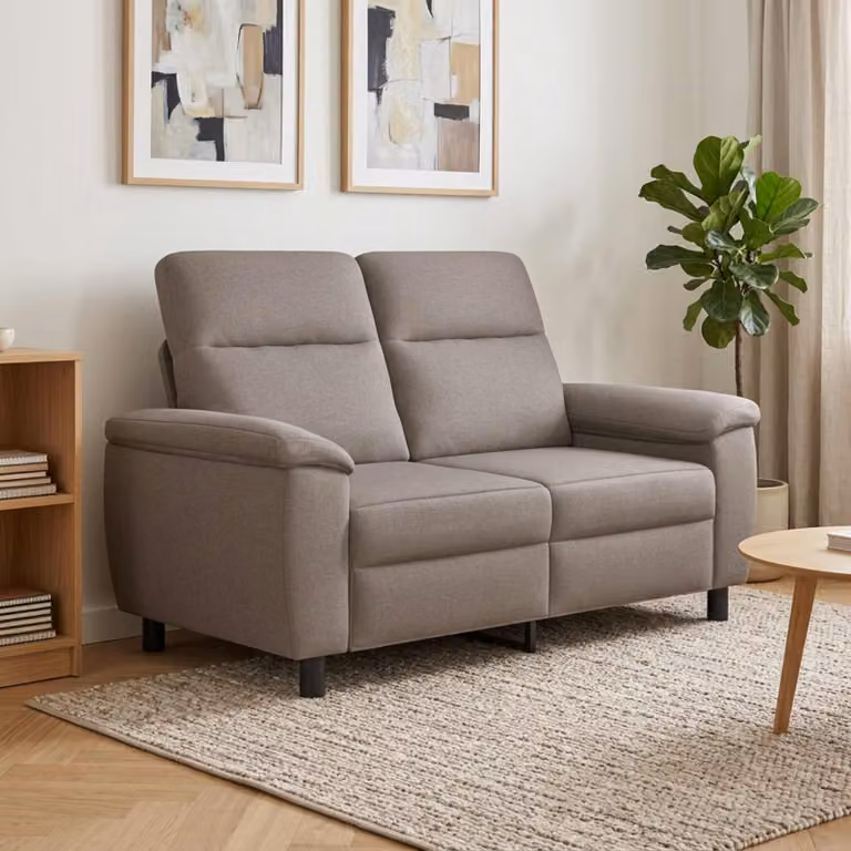 Divano moderno vidaXL in tessuto beige e grigio con struttura in metallo L/P/H: 158 x 90 x 95 cm