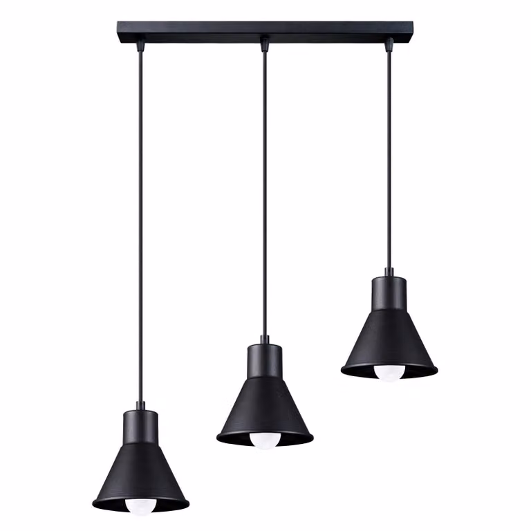 Lampada a sospensione TALEJA 3 nera [E27] 3xE27 15W acciaio 120x14x45cm Sollux Lighting