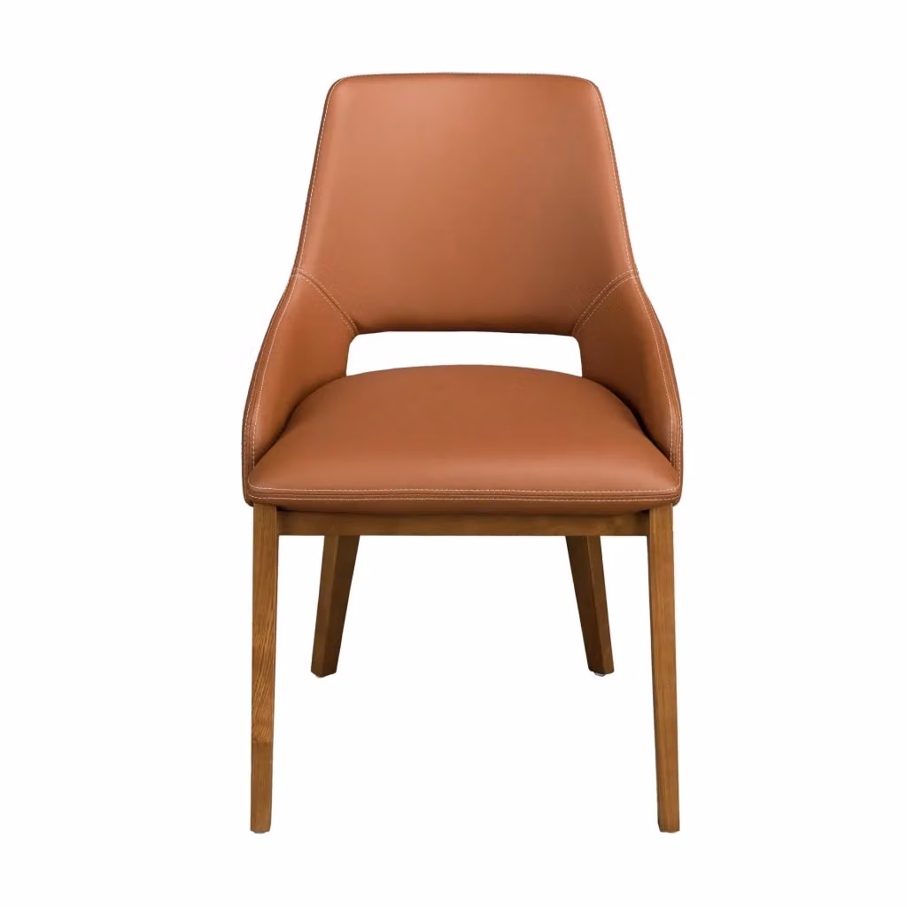 Sedia moderna in ecopelle marrone con struttura in legno Angel Cerdá – 2
