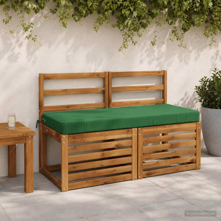 Set di 2 cuscini per panchina vidaXL in poliestere verde con fodera rimovibile e resistenza ai raggi UV
